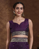 Dark Purple Silk Woven Banarasi Saree
