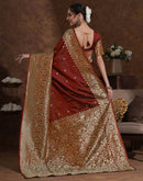 Maroon Silk Woven Kanjivaram Saree
