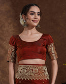 Maroon Silk Woven Kanjivaram Saree