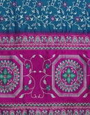 Teal Blue Silk Woven Banarasi Saree