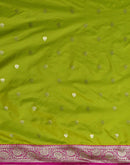 Parrot Green Silk Woven Banarasi Saree