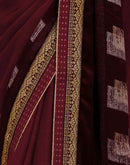 Maroon Chiffon Printed Lace Saree