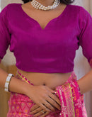 Light Pink Chiffon Foil Printed Bandhani Saree