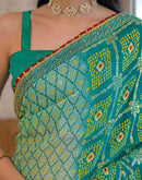 Pista Green Chiffon Foil Printed Bandhani Saree
