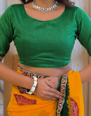 Yellow Georgette Bandhani Printed Lace Saree