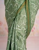 Ready To Wear Pista Green Silk Printed Saree
