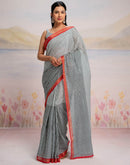 Ready To Wear Off White Silk Printed Saree