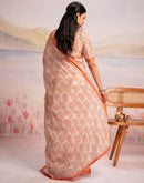 Ready To Wear Off White Silk Printed Saree