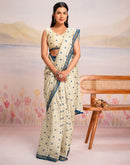 Ready To Wear Cream Silk Printed Saree