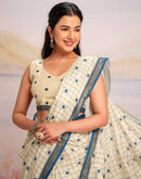 Ready To Wear Cream Silk Printed Saree