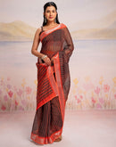 Ready To Wear Black Silk Printed Saree