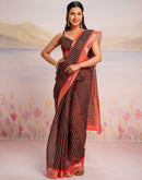 Ready To Wear Black Silk Printed Saree