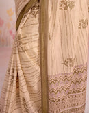 Ready To Wear Peach Silk Printed Saree