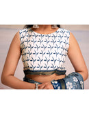 Ready To Wear Blue Silk Floral Printed Saree