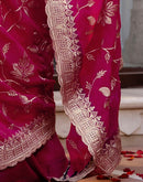 Dark Pink Georgette Embroidery Saree