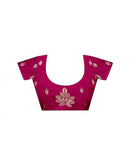 Dark Pink Georgette Embroidery Saree