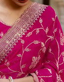 Dark Pink Georgette Embroidery Saree