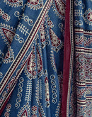 Blue Cotton Printed Saree