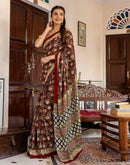 Rust Cotton Printed Saree
