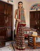 Rust Cotton Printed Saree