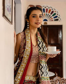 Rust Cotton Printed Saree