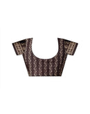 Dark Brown Cotton Printed Saree