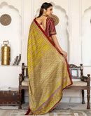 Lime Green Cotton Printed Saree