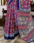 Rani Pink Cotton Printed Saree