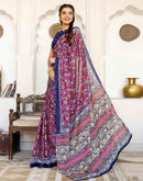 Rani Pink Cotton Printed Saree