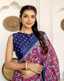 Rani Pink Cotton Printed Saree
