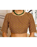 Brown Cotton Printed Saree