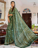Green Cotton Printed Saree
