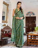 Green Cotton Printed Saree
