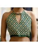 Green Cotton Printed Saree