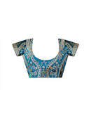 Teal Blue Shimmer Chiffon Lace Saree