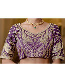 Purple Shimmer Chiffon Lace Saree