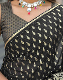 Black Georgette Foil Printed Saree