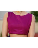Purple Chanderi Cotton Tassels Plain Saree