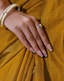 Yellow Chanderi Cotton Tassels Plain Saree
