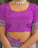 Light Pink Crepe Silk Printed Saree