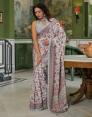Grey Crepe Silk Printed Saree