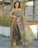 Mauve Silk Woven Printed Saree