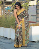 Mauve Silk Woven Printed Saree