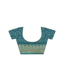 Light Turquoise Silk Woven Printed Saree