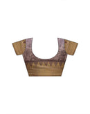 Brown Silk Woven Printed Saree