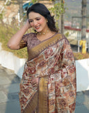 Brown Silk Woven Printed Saree