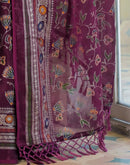Dark Purple Shimmer Chiffon Foil Printed Saree