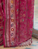 Rani Pink Shimmer Chiffon Foil Printed Saree