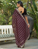Maroon Net Sequence Embroidery Saree