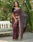 Maroon Net Sequence Embroidery Saree